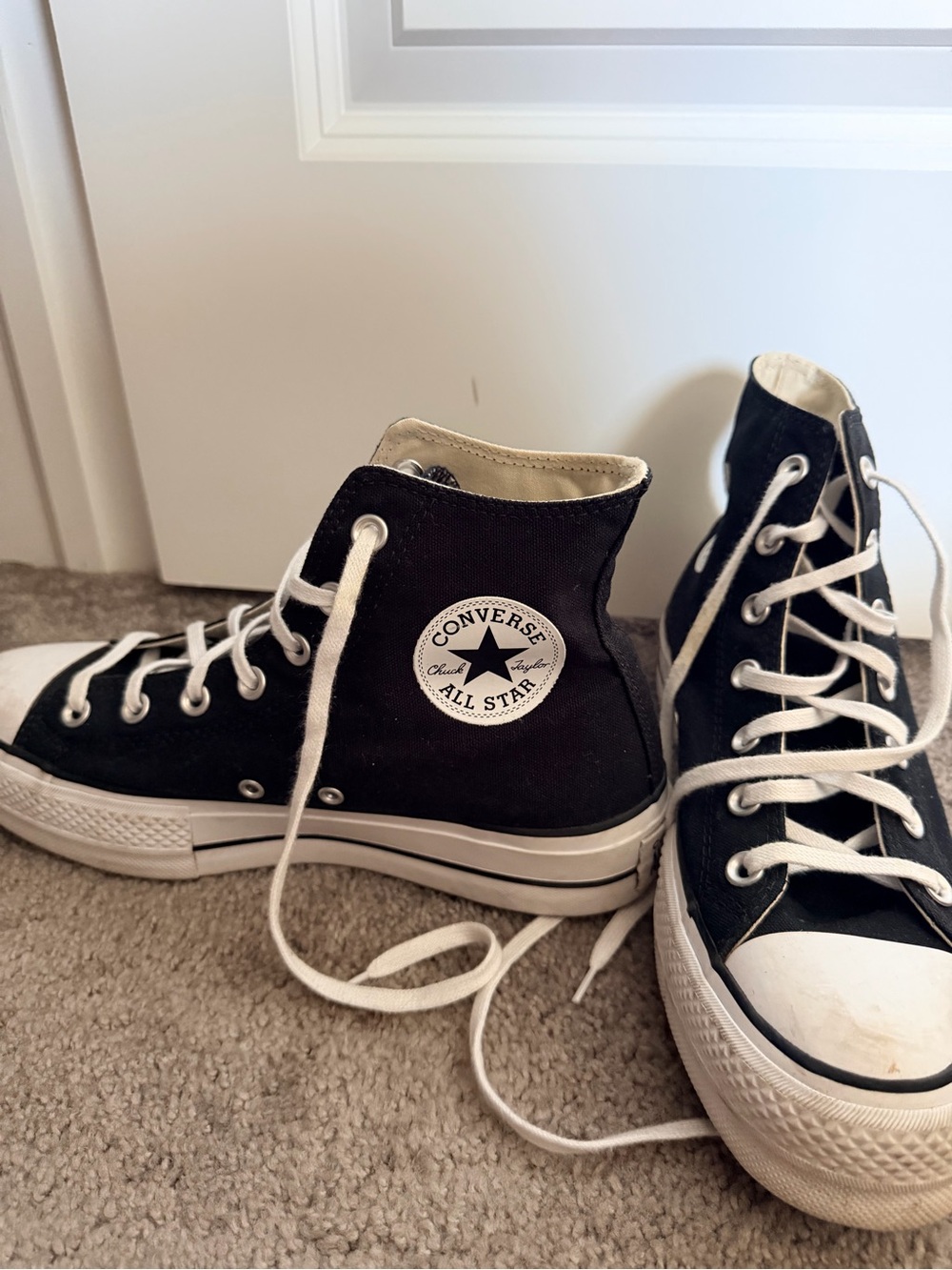 Platform Converse Black and White High Top Sneakers